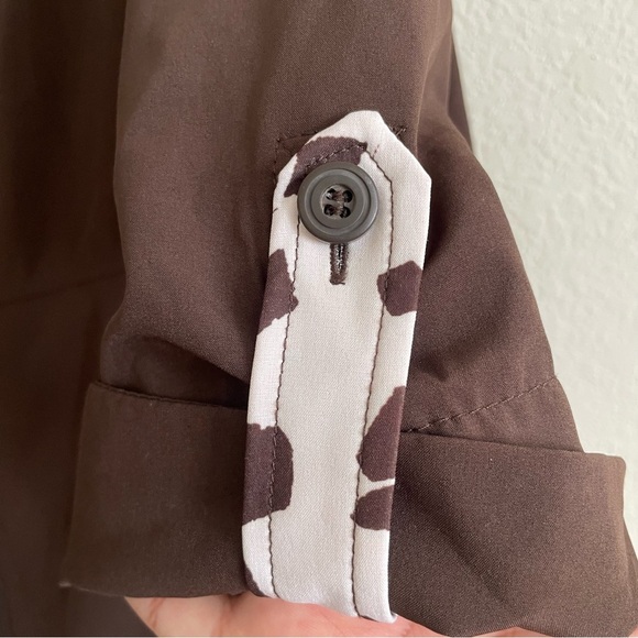 Allison Daley woman’s full zip Brown Jacket with Animal Print Collar size 14 - Picture 2 of 9